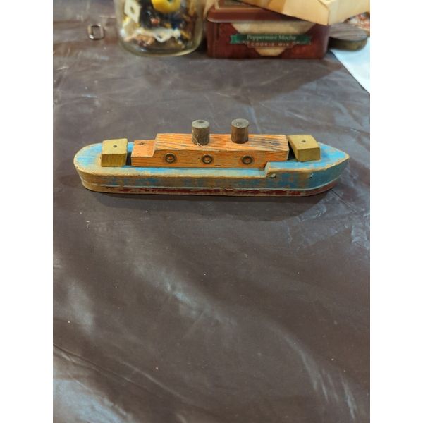 Vintage Early Toy Boat Ship 7.75" Magnetic Possibly Keystone