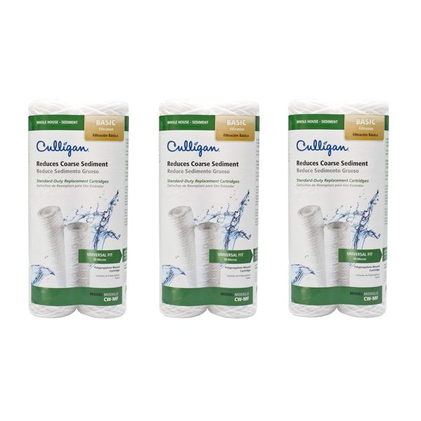 Culligan CW-MF FilterCartridge Filter Cartridge, White, Sold as 3 Pack, 6 Filters Total