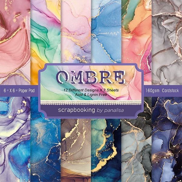 QYLPZ Scrapbooking Accessories Marble Pattern Bronzing Scrapbooking Cardstock Paper Pads Scrapbooking Supplies for Decorative Card 24 Sheets 6" x 6" (1-1)