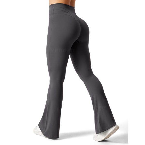 YEOREO Lynnie Yoga-Leggings für Damen, hohe Taille, Bauchkontrolle, Bootcut, Workout-Leggings, grau dunkel, S