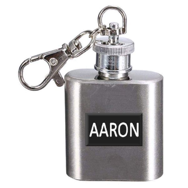 Name Hip Flask 1oz Personalised Keyring 1oz Aaron