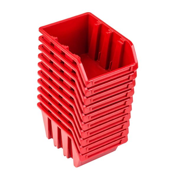 PAFEN Set of 10 x Stacking Boxes NP4 Red Storage Boxes Sorting Boxes