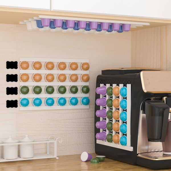 MATT SAGA K Cup Holder 12 pcs Hiding Style Coffee Pod Holder, Self-Adhesive Mounted Coffee Pod Stands, Suitable for a Variety of Scenarios and a Variety of Brand of Coffee Capsules Organizer Station