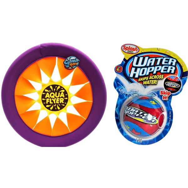 JA-RU Soft Flying Disc & Water Skipping Ball (2 Toys) Flying Saucer & Squishy Water Balls for Kids Outdoor Toys. Beach Toys & Swimming Pool Balls. Pool Party Favors. 880-1031