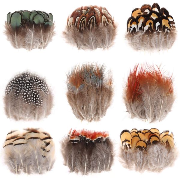 MWOOT 9 Styles Assorted Craft Feathers (180Pcs), Natural Chicken Feathers for DIY Earring Wings Dream Catcher Crafts Activities Project Wedding Party Home Decoration, Decorative Feathers Set