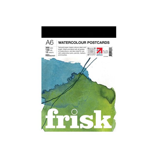 Frisk 23193006 Watercolour Paper Postcard Pad, White, A6