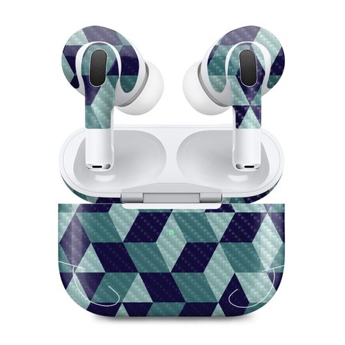 MightySkins Carbon Fiber (2 Pack) Skins Compatible with Apple AirPods Pro 2 - Geo Tile | Protective, Durable Textured Carbon Fiber Finish | Easy to Apply, Remove, and Change Styles | Made in The USA