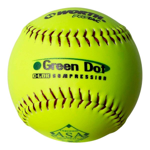 Worth 11" PROTAC HOT DOT ASA Slowptich Softball, Box of 12,Yellow