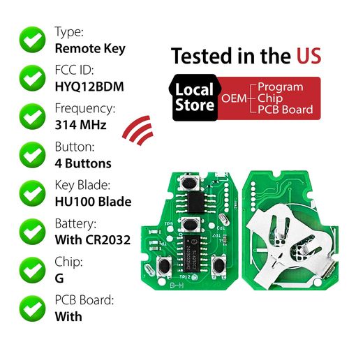 Keylessbest Replacement for 2012 2013 2014 Toyota Camry Key Fob Remote Control HYQ12BDM 4 Buttons 314MHz