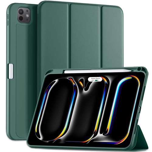 Kidopire New Compatible with iPad Pro 11 Inch Case (M4, 5th Gen 2024) with Pencil Holder, Smart Cover with Protective Trifold Stand & Soft TPU Back, Auto Wake/Sleep, Support Pencil Pro, Pine Green