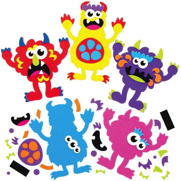 Baker Ross AX240 Monster Craft Magnets for Halloween - Pack of 8, Mix & Match Foam Magnet,5.1-6.1 inches