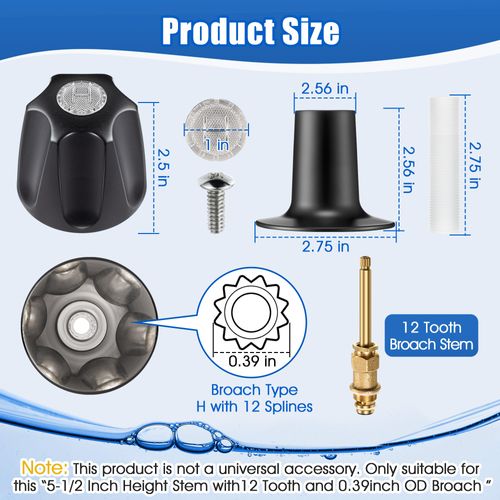 Enhon Bathtub and Shower 3 Handle Remodel Trim Kit Compatible with Pfister Verve Tub Shower, Faucet Knob Replacement Include 1 Hot 1 Cold 1 Diverter and 3 Flanges (Matte Black)