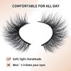 3D Fake Eyelashes Natural Extensions, Strip Mink False Eyelashes Multipack, Wispy Fluffy Volume Eye False Lashes with Stainless Steel Eyelash Tweezer