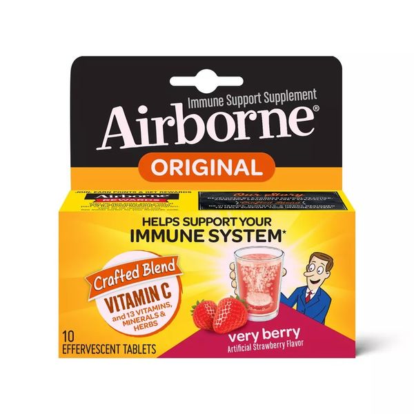Airborne Immune Support Supplement Effervescent Tablets Strawberry Flavor 10ct