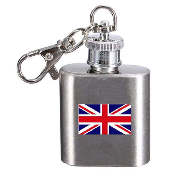 Hip Flask Keyring Engraved United Kingdom Flag
