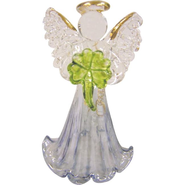 Just Willow Object Angel Bell Small Clover Blue Dress Angel Figurine Glass 890005