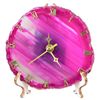 JIC Gem Agate Clock Crystal Desk & Shelf Clocks Home Decor (Pink)