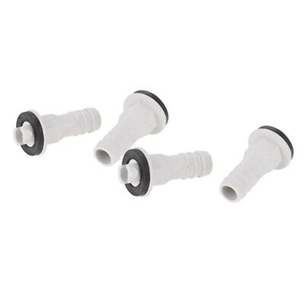 4pcs Plastic Air Conditioner Drain Hose Connector Straight Fitting & Rubber Ring