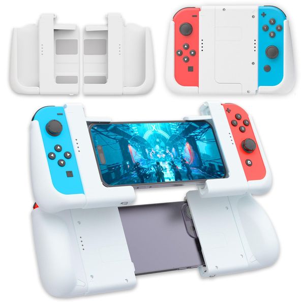 IFYOO SGSX1 Ergonomic Grip and Stand Combo Set for Switch Joycon Controller, for iPhone, Grip Case Holder Bracket for Joy Con - White