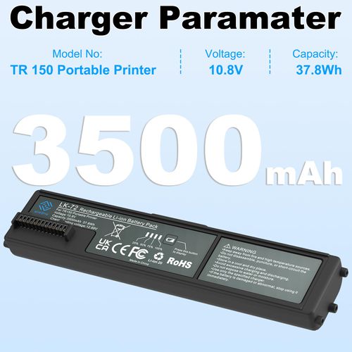 anegine LK-72 Battery Pack 3500mAh Compatible with Canon PIXMA TR150 Mobile Printer (1-Pack)