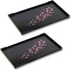 JapanBargain, Set of 2 Japanese Trays Tea Tray Sushi Plate Small Snack Tray Tempura Tray, Wood Grain Pattern, Made in Japan, 10x6.25 inch (Black w/Sakura)