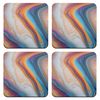 Marble Pattern Coaster Set, 4 x Rainbow Stylish 9cm Hard Glossy Wood Drinks Mats