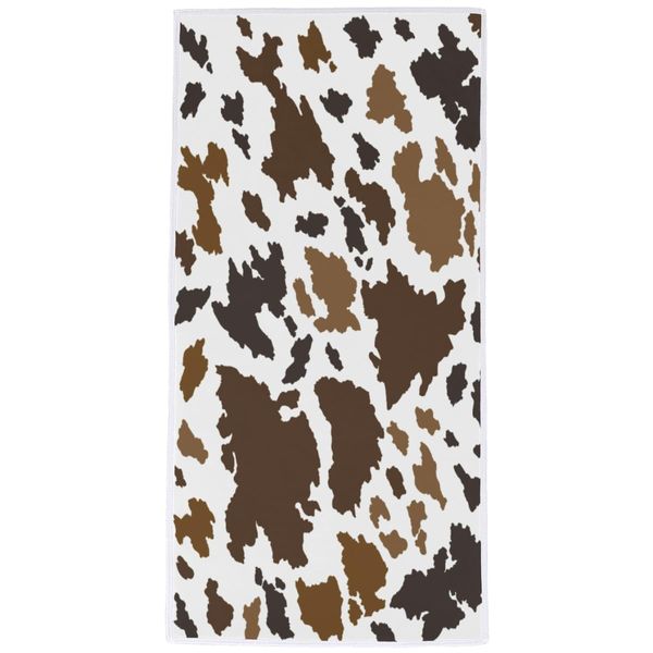 Vhcawsu Cow Prints Hand Towel Brown Animal Spots Theme Towels Soft Bathroom Hair Drying Towels Highly Absorbent Bath Towel for Spa Gym Sport 16" X 30"