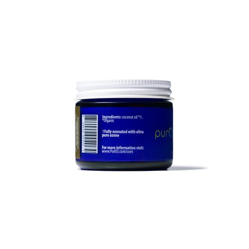 PurO3 Fully Ozonated Coconut Oil - Pure, Natural, Organic Coconut Ozonated Oil - Coconut Oil Skin Care from Ozontate, Oxygenated Coconut Oil - Ozone Oil in a Glass Jar, 2 oz