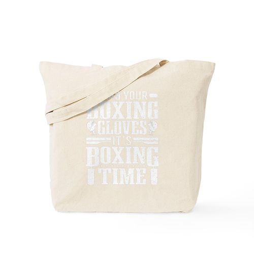 CafePress Boxer Boxing Gloves Boxing Time Reusable Natural Beige Canvas Shopping Bag