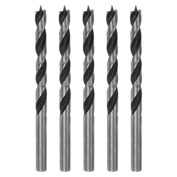 sourcing map 5pcs Brad Point Drill Bits 6mm Precise Cutting with Brad Point Tip for Woods