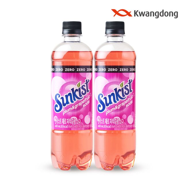 (Directly managed in Guangdong) Sunkist Zero Plum Grapefruit Soda 600ml 24pet