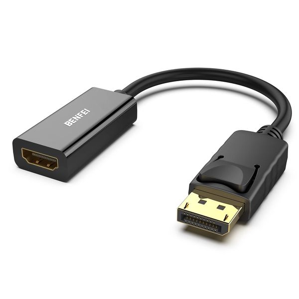 BENFEI 4K DisplayPort auf HDMI Adapter, Unidirektional DisplayPort DP Computor zu HDMI Monitor Verbindungs Adapter Kompatibel für Laptop PC Monitor TV Projektor