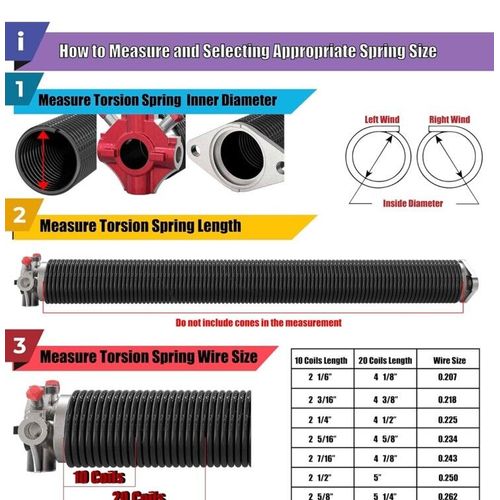 (Pair) Coated Garage Door Torsion Springs  Gloves .283 X 2” X 42''  Winding Bars