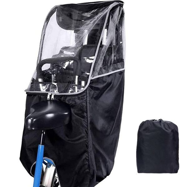 Dimira Bicycle Backseat Canopy, Bicycle Child Seat Rain and Wind Cover with Clear Window, Portable Rain Cover for Bicycle Child Seat