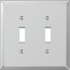 (6)-Amerelle 2-Gang Acrylic Beveled Mirror Toggle Switch Wall Plate 66TT