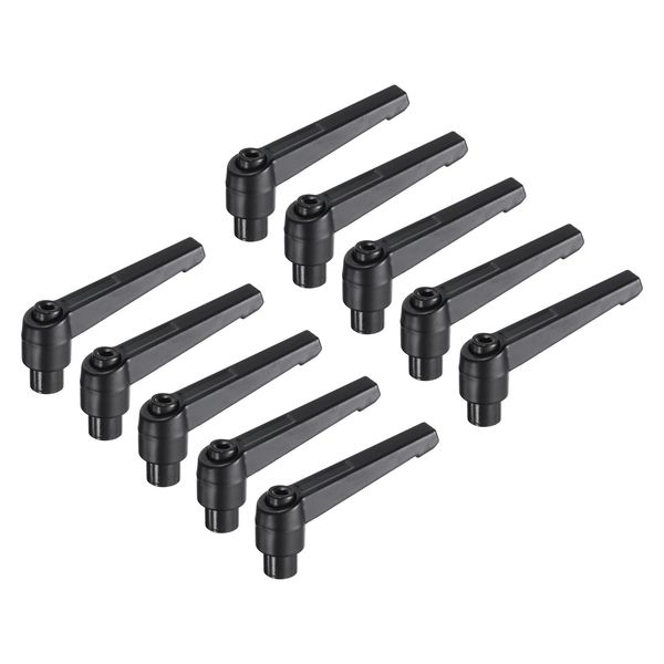 sourcing map 10pcs Clamping Lever Adjustable Handles M8 Metric Female Thread Level Handle Hand Knobs Quick Release Black for Lathe Machinery