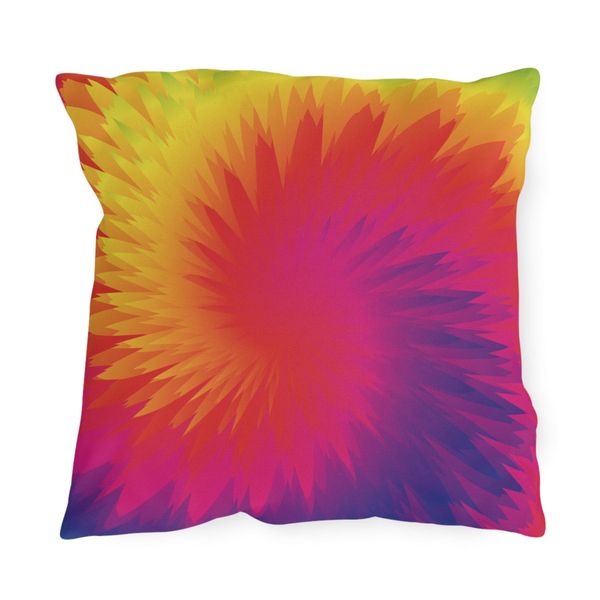 Decorative Indoor/outdoor Throw Pillow, Tye Dye Geometric Swirl - 18" × 18"