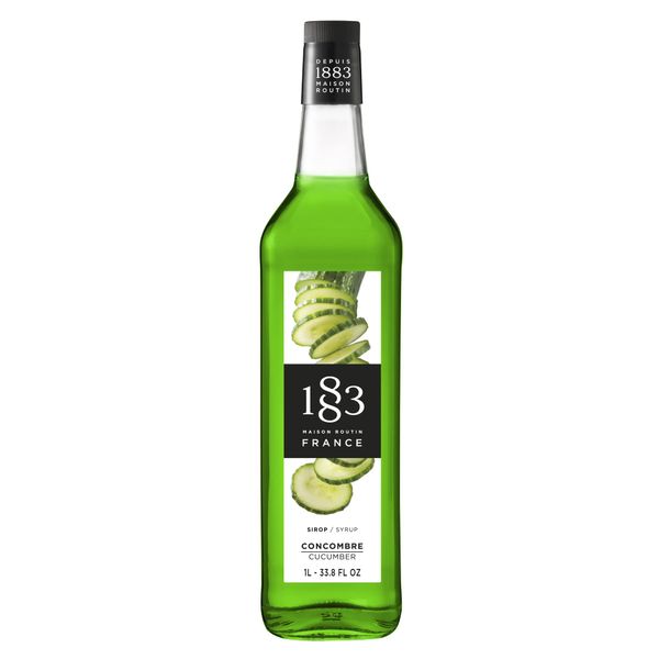 1883 Cucumber Syrup - Flavored Syrup for Hot & Iced Beverages - Gluten-Free, Vegan, Non-GMO, Kosher, Preservative-Free, Made in France | Glass Bottle 1 Liter (33.8 Fl Oz)