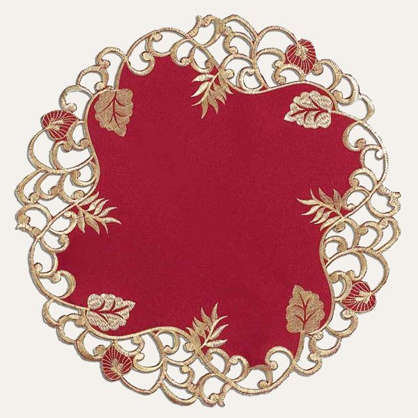 Burgundy Gold Table Doilies - Tarantino Collection - Doilies / Set of 8