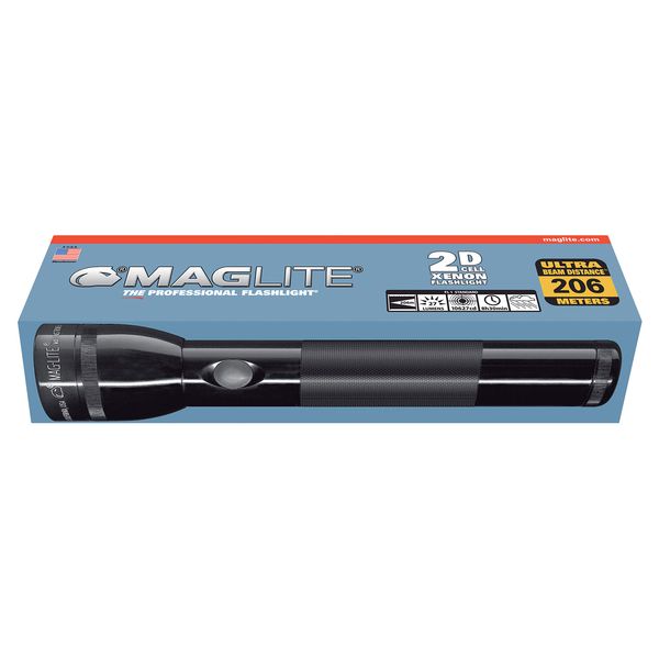 Maglite Heavy-Duty Incandescent 2-Cell D Flashlight in Display Box, Black