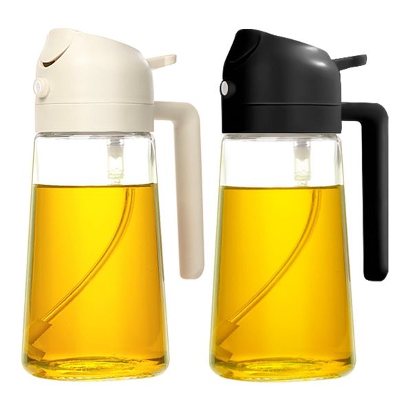 2Pcs Olive Oil Dispenser 2 in 1 Oil Sprayer for Cooking 17oz/500ml Glass Oil ...