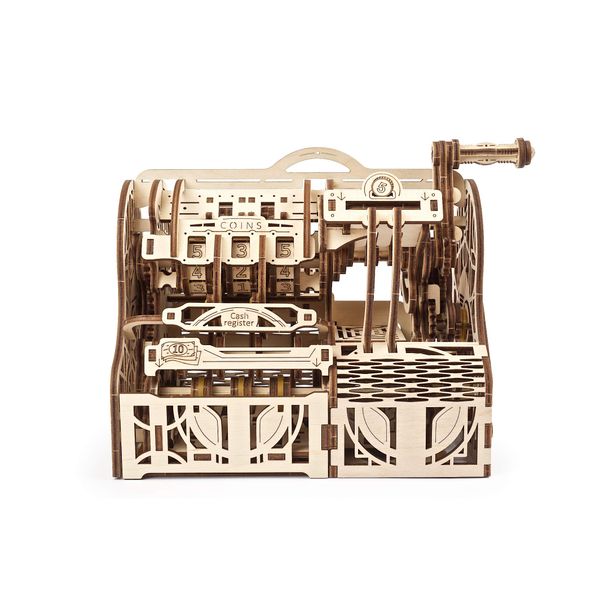 UGEARS 3D Puzzles Wooden Box - DIY Cash Register with Money Box - Exclusive Wooden Model Kits for Adults to Build - Vintage Wooden Mechanical Models - Self Assembly Woodcraft Construction Kits