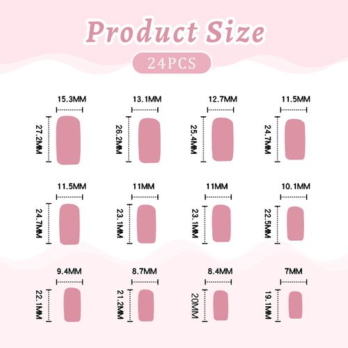 Calkkrer 24 pezzi nero French Press On Nails, unghie artificiali quadrate con fiocco, unghie da incollare, punte finte, unghie finte