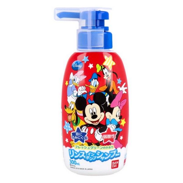 Bandai Rinse-in Pump Shampoo Mickey Mouse Fresh Green Scent 300mL