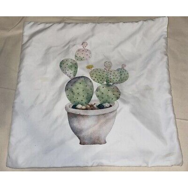 Small Plant Cactus Decorative Pillow Cover Zip Up Home Decor 18x18