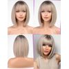 Getshow Blonde Bob Wigs for Women,Synthetic Wig with Bangs