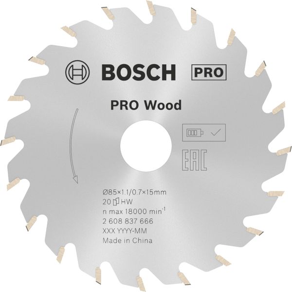 Bosch Professional Circular Saw Blade Standard (for Wood, 85 x 15 x 1.1 mm, 20 teeth; Accessories: Cordless Circular Saw)