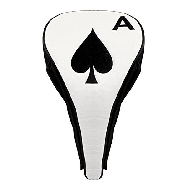 JP Lann Golf Ace of Spades Driver Head Cover mit Magnetverschluss, Schwarz/Weiß