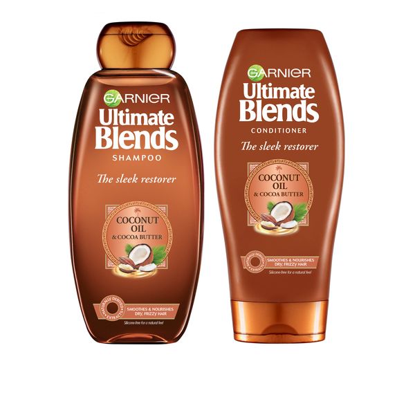 Garnier Ultimate Blends Shampoo & Conditioner Set | Sleek Restorer With Coconut Oil & Cocoa Butter Smoothing for Sleek, Smooth, Frizz-Free Hair | 360 ml |