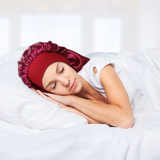 4 Pieces Extra Large Satin Sleep Cap for Long Hair,Long Dreadlock Night  Sleep Bonnet for Women